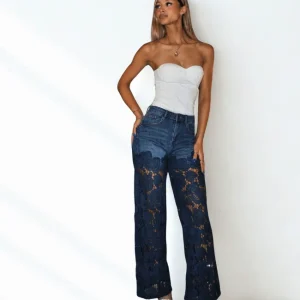 Dames Jeans met Bloemenprint - Transparante Pijp - Stretch Comfort - Jane