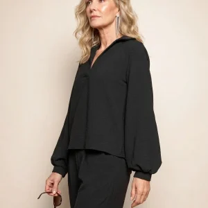 Dames Blouse Zwart Bishop Mouwen | Relaxed Fit Synthetisch