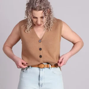 Grace & Mila Pancake gilet gebreid Camel