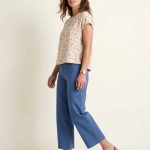 Wide Leg Broek Blauw Cropped