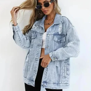 Miss | Blazer Dames Oversized Denim - Katoen