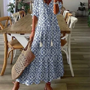 Miss | Jurk Dames Boho Maxi V-hals - Viscose