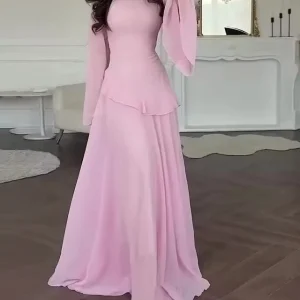 Miss | Jurk Dames Gelaagde Maxi Klokmouw Ronde Hals - Chiffon