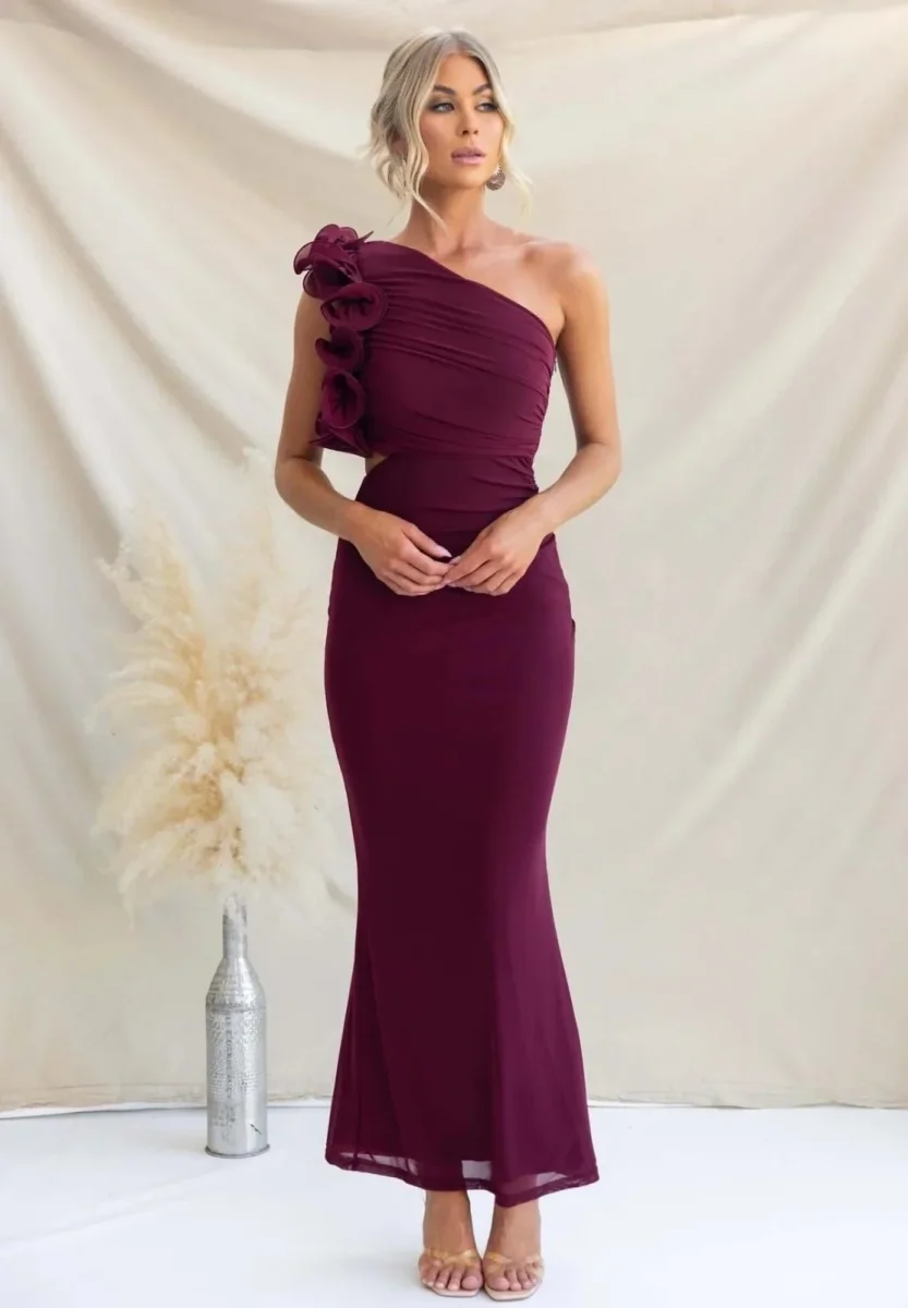 Miss | Jurk Dames Maxi One-Shoulder Ruche - Vloeiend - Afbeelding 7