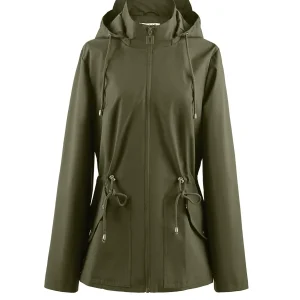 Regenjas Dames Capuchon Trekkoord Taille – Herfst | Miss Madera